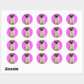 Sticker Rond Pug Queenie (Feuille)