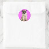 Sticker Rond Pug Queenie (Sac)