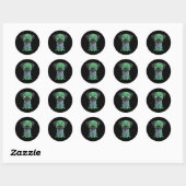 Sticker Rond Pug zombie (Feuille)