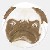 Sticker Rond Puggy Grumpy personnalisée avec Cigar (Devant)