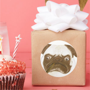 Sticker Rond Puggy Grumpy personnalisée avec Cigar