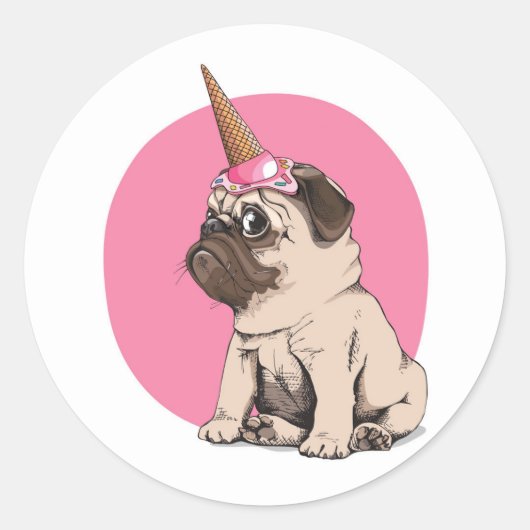 Sticker Rond Pugicorn (Devant)