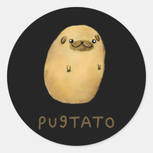 Sticker Rond Pugtato Chien Cadeau Drôle mignon