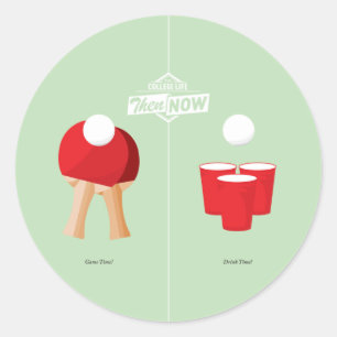Sticker Rond Puis Et Maintenant : Ping Pong