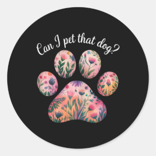 Sticker Rond Puis-Je Animer Ce Chien Aquarelle Empreinte de pat