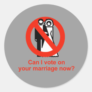 Sticker Rond Puis-je voter pour votre mariage maintenant ?