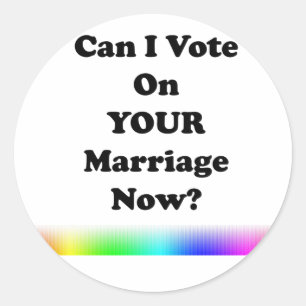 Sticker Rond Puis-Je Voter Pour Votre Mariage Maintenant ?