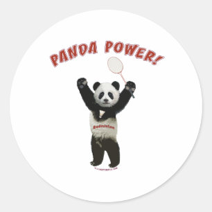 Sticker Rond Puissance de panda de badminton