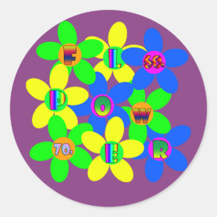 Sticker Rond Puissance des fleurs 60s-les années 70 2