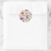 Sticker Rond Puissance des fleurs avec motifs de pavot pastel (Sac)