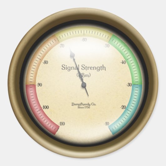 Sticker Rond Puissance du signal Meter Steampunk Machine Age (Devant)