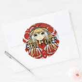 Sticker Rond Puissance Fille Anime (Enveloppe)
