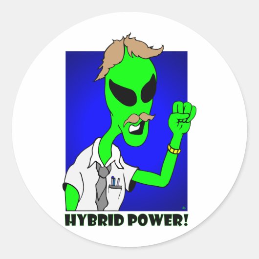 Sticker Rond Puissance hybride alien (Devant)