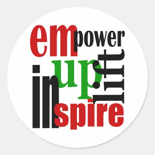 Sticker Rond Puissance, Uplift, Inspiration (Devant)