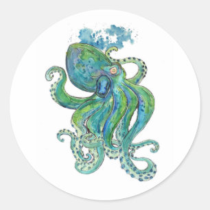 Sticker Rond Puissant Kraken Vert