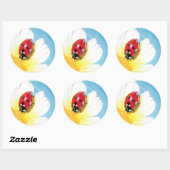 Sticker Rond Puissante coccinelle (Feuille)