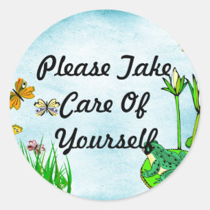 Sticker Rond Puits Etang, Papillons, Grenouilles
