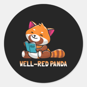 Sticker Rond Puits Red Panda Bookworm Lecture Livres Panda