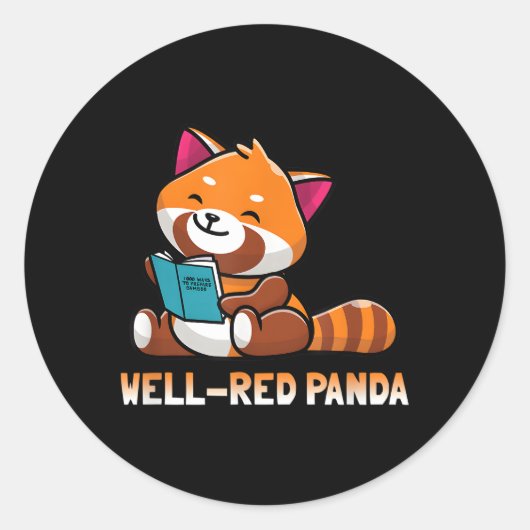 Sticker Rond Puits Red Panda Bookworm Lecture Livres Panda (Devant)