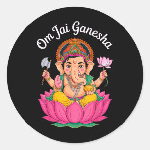 Sticker Rond Puja hindou Ganesha Dieu éléphant Inde Méditation