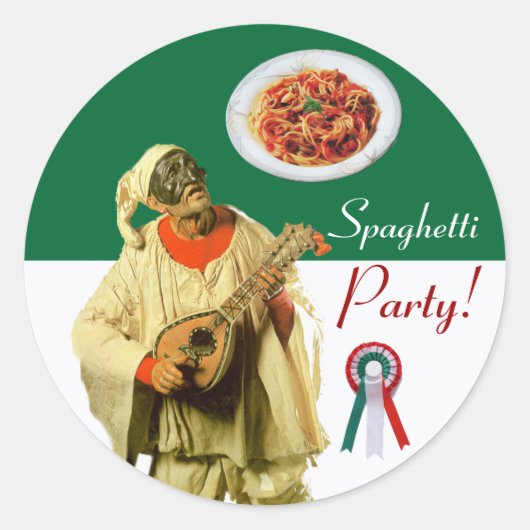 Sticker Rond PULCINELLA ITALIAN KITCHEN PARTI rouge blanc noir (Devant)