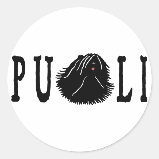 Sticker Rond Puli Dog avec texte Puli (Devant)