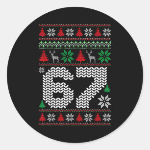 Sticker Rond Pull Noël Moche 67 Six Sept 6 7 Mème Drôle
