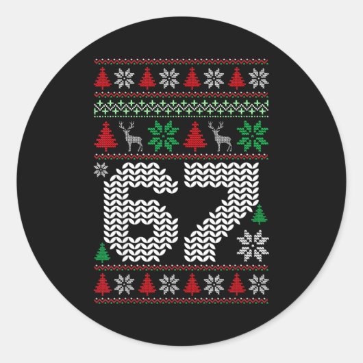 Sticker Rond Pull Noël Moche 67 Six Sept 6 7 Mème Drôle (Devant)