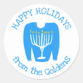 Sticker Rond PULL Ugly personnalisé vacances Hanukkah (Devant)