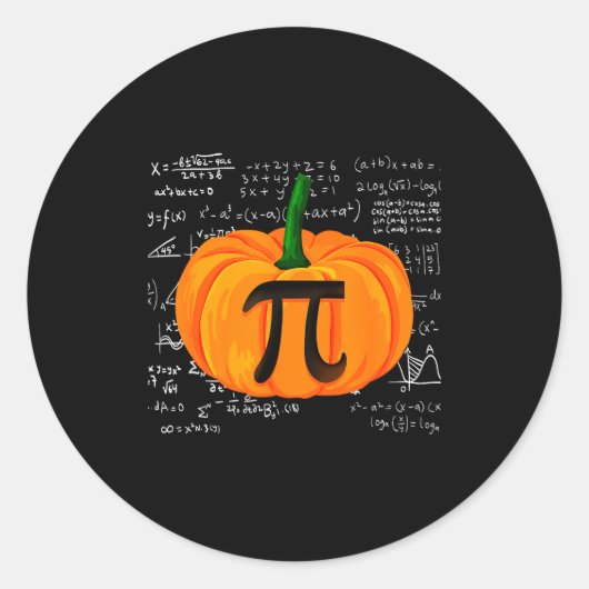 Sticker Rond Pumpkin E Math Funny Halloween Thanksgiving Day (Devant)