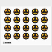 Sticker Rond Pumpkin Face Halloween Jack O Lantern Spooky (Feuille)