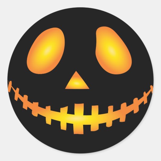 Sticker Rond Pumpkin Face Halloween Jack O Lantern Spooky (Devant)
