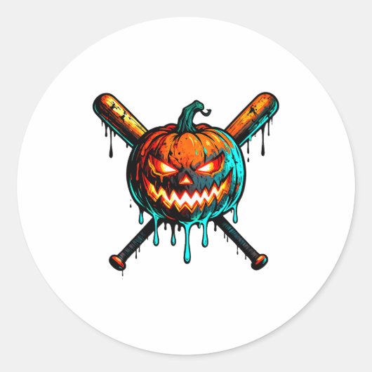 Sticker Rond Pumpkin Halloween Baseball Ice Cream Drip Soky Boy (Devant)