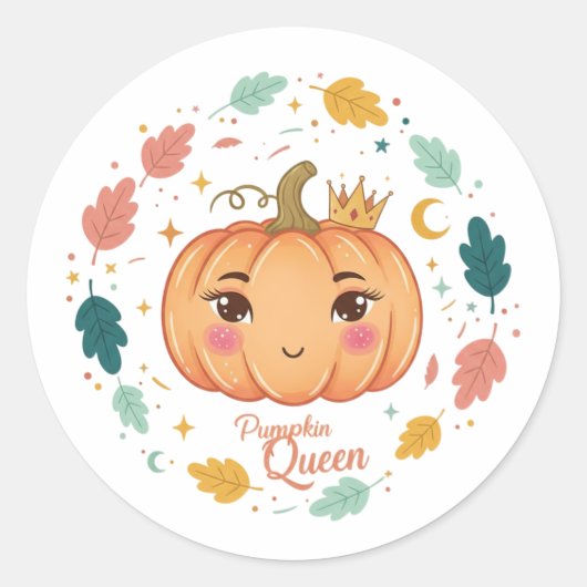 Sticker Rond Pumpkin Queen 👑 | Cute Halloween (Devant)