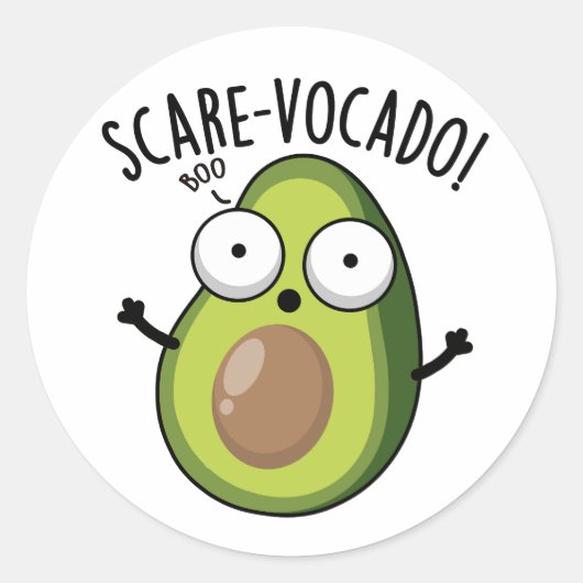 Sticker Rond Pun d'Avocado amusant Scare-vocaco (Devant)