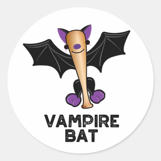 Sticker Rond Pun de baseball amusant de Vampire Bat (Devant)