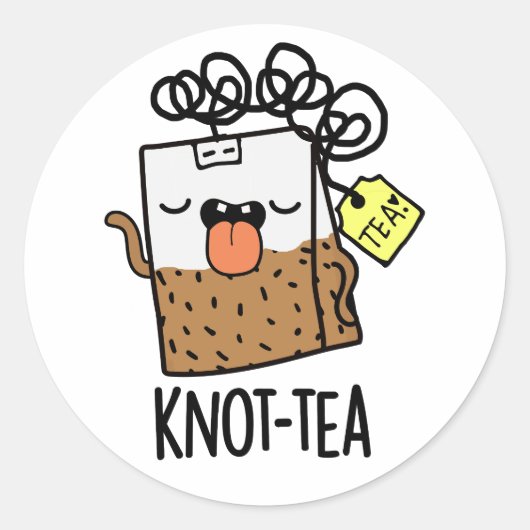 Sticker Rond Pun de thé Knot-tea drôle (Devant)