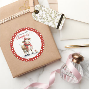 Sticker Rond Pun de vache de Noël