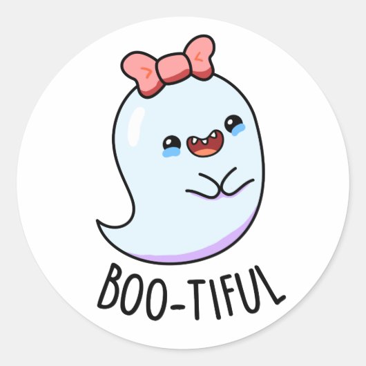 Sticker Rond Pun Halloween Fantôme Féminin Drôle Bootiful (Devant)