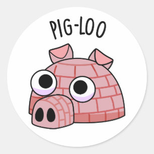 Sticker Rond Pun Igloo Drôle De Pig-loo