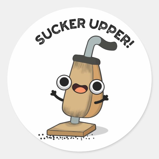 Sticker Rond Pun nettoyant aspirateur suave Upper Funny (Devant)