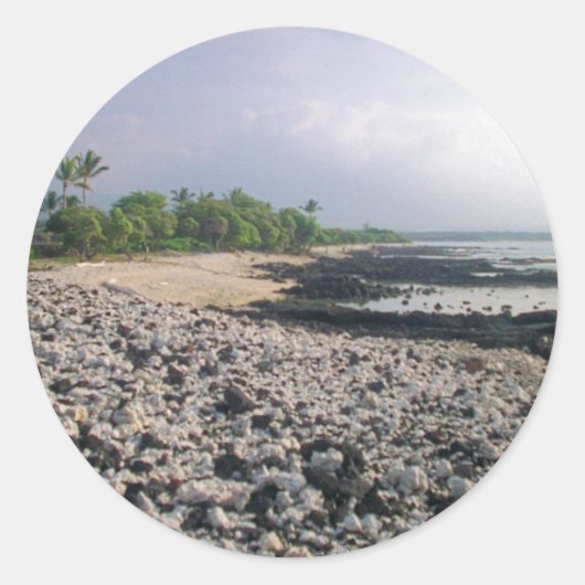 Sticker Rond PunaluGu Plage de sable noir Hawaii Big Island (Devant)