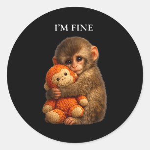 Sticker Rond Punch singe bébé mignon animal drôle