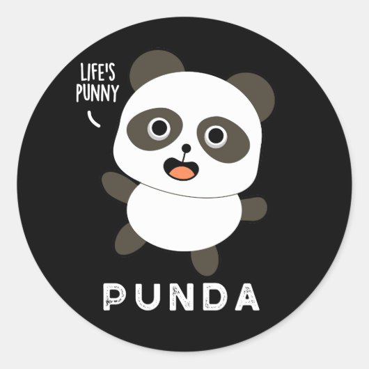 Sticker Rond Punda Funny Animal Panda Pun Dark BG (Devant)