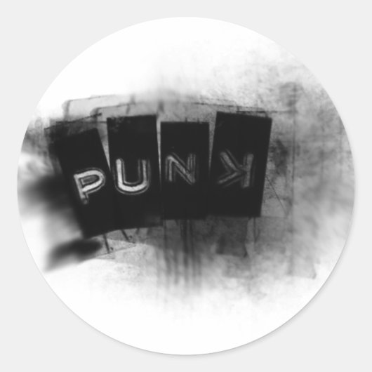 Sticker Rond Punk noir et blanc (Devant)