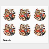 Sticker Rond Punk Père Noël (Feuille)