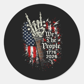 Sticker Rond Punk Rock Music American Skeleton Guitar 2026 4th 