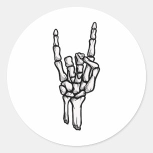 Sticker Rond Punk Rock Skeleton Cool Rocker Halloween Hommes Fe