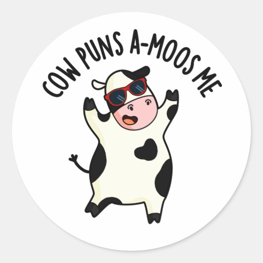 Sticker Rond Puns de vache Amoos Me Drôle Pun de vache (Devant)