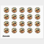 Sticker Rond Punta Cana Dominicaine Palm Tree Retro Sunset 80s (Feuille)